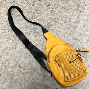 Mustard colored Leather crossbody